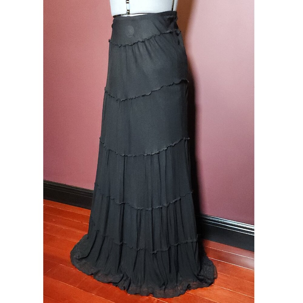 Tiered Black Maxi Skirt - Prairie Skirt - Cottagecore